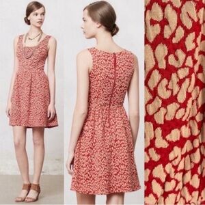 MAEVE BY ANTHROPOLOGIE CALDERA RED ANIMAL PRINT DRESS Size Large